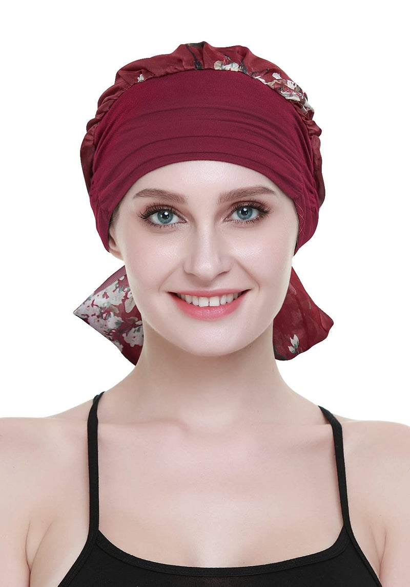 FocusCare Women's Cancer Headwear Scarf with Cap Compliments Head Wraps Chemo Turbans - Image 5